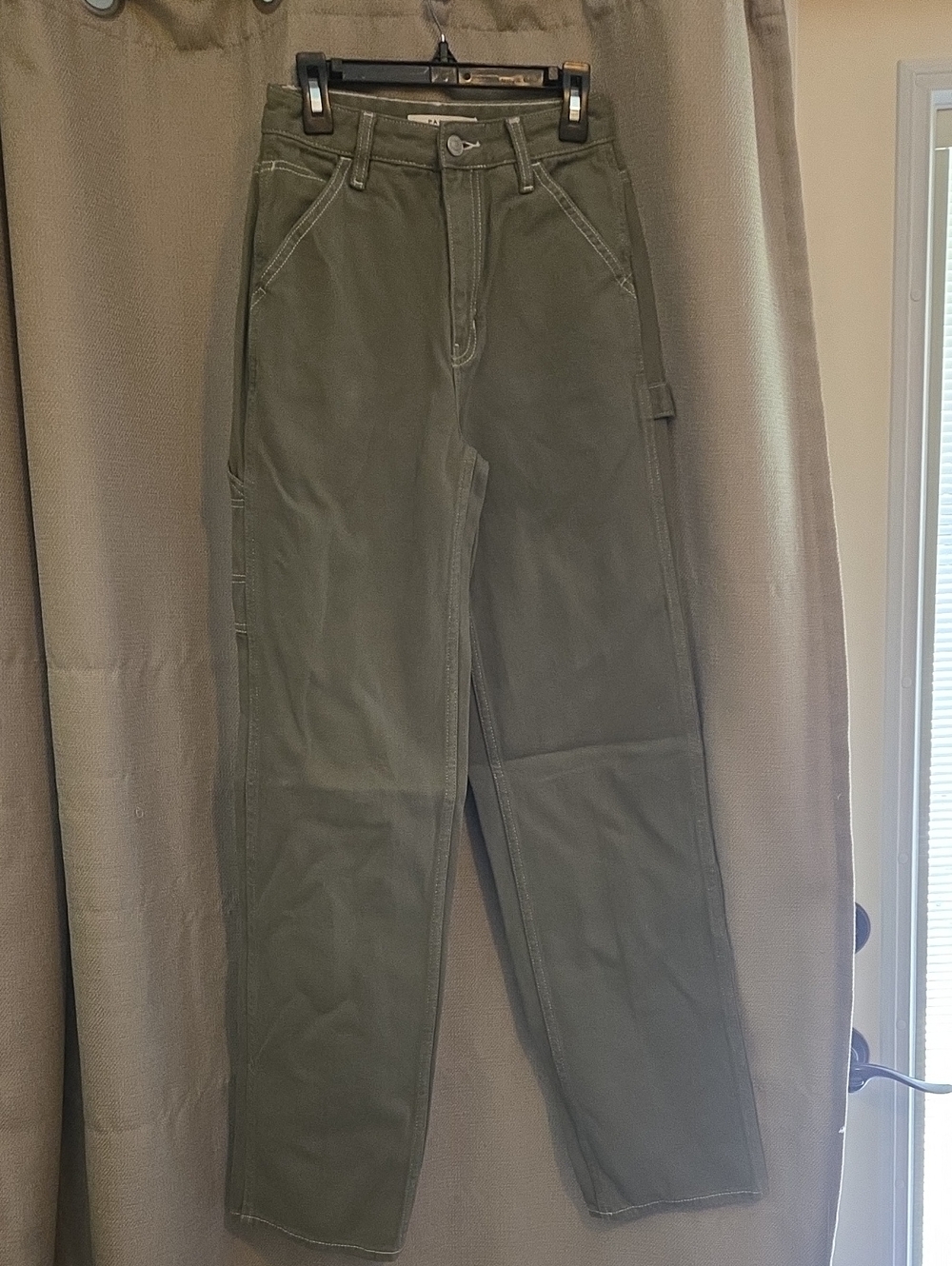 PacSun Women's 90's BF Carpenter Jeans in Olive Green